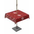 thumbnail image 1 of Outdoor Tablecloth with Umbrella Hole and Zipper, Christmas Snowflakes Square Table Cloth 54x54 Inch Waterproof Tablecloth, Winter Xmas Pine Leaf Red on Linen Picnic Table Cover for Patio Camping, 1 of 7