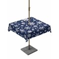 thumbnail image 1 of Outdoor Tablecloth with Umbrella Hole and Zipper, Christmas Snowflakes Square Table Cloth 54x54 Inch Waterproof Tablecloth, Xmas Winter Watercolor Navy Blue Picnic Table Cover for Patio Camping, 1 of 7