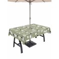 thumbnail image 1 of Outdoor Tablecloth with Umbrella Hole and Zipper, Christmas Snowman Green Rectangle Table Cloth 54x80 Inch Waterproof Tablecloth, Winter Snowflakes Xmas Retro Picnic Table Cover for Patio Camping, 1 of 7