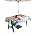 thumbnail image 1 of Outdoor Tablecloth with Umbrella Hole and Zipper, Christmas Snowman Rectangle Table Cloth 52x70 Inch Waterproof Tablecloth, Winter Cardinal Xmas Trees Snowflakes Picnic Table Cover for Patio Camping, 1 of 7