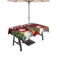 thumbnail image 1 of Outdoor Tablecloth with Umbrella Hole and Zipper, Christmas Snowman Rectangle Table Cloth 54x80 Inch Waterproof Tablecloth, Black Red Checked Snowflake Pine Tree Picnic Table Cover for Patio Camping, 1 of 7