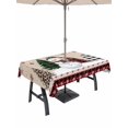 thumbnail image 1 of Outdoor Tablecloth with Umbrella Hole and Zipper, Christmas Snowman Rectangle Table Cloth 54x80 Inch Waterproof Tablecloth, Vintage Xmas Tree Snowflake Plaid Picnic Table Cover for Patio Camping, 1 of 7