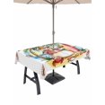 thumbnail image 1 of Outdoor Tablecloth with Umbrella Hole and Zipper, Christmas Snowman Rectangle Table Cloth 54x80 Inch Waterproof Tablecloth, Winter Coastal Beach Palm Tree Xmas Picnic Table Cover for Patio Camping, 1 of 7