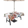 thumbnail image 1 of Outdoor Tablecloth with Umbrella Hole and Zipper, Christmas Snowman Rectangle Table Cloth 54x80 Inch Waterproof Tablecloth, Xmas Balls Poinsettia Botanical Picnic Table Cover for Patio Camping, 1 of 7