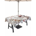 thumbnail image 1 of Outdoor Tablecloth with Umbrella Hole and Zipper, Christmas Snowman Rectangle Table Cloth 54x80 Inch Waterproof Tablecloth, Xmas Tree Snowflake Eucalyptus Wooden Picnic Table Cover for Patio Camping, 1 of 7
