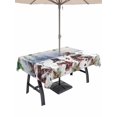thumbnail image 1 of Outdoor Tablecloth with Umbrella Hole and Zipper, Christmas Snowman Rectangle Table Cloth 54x80 Inch Waterproof Tablecloth, Xmas Winter Watercolor Pine Fruits Tree Picnic Table Cover for Patio, 1 of 7