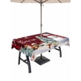 thumbnail image 1 of Outdoor Tablecloth with Umbrella Hole and Zipper, Christmas Snowman Rectangle Table Cloth 60x102 Inch Waterproof Tablecloth, Buffalo Plaid Farmhouse Xmas Tree Snowflakes Picnic Table Cover for Patio, 1 of 7