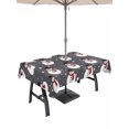 thumbnail image 1 of Outdoor Tablecloth with Umbrella Hole and Zipper, Christmas Snowman Rectangle Table Cloth 60x102 Inch Waterproof Tablecloth, Winter Black Grey Xmas Snow Cute Picnic Table Cover for Patio Camping, 1 of 7