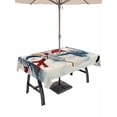 thumbnail image 1 of Outdoor Tablecloth with Umbrella Hole and Zipper, Christmas Snowman Rectangle Table Cloth 60x120 Inch Waterproof Tablecloth, Winter Holiday Xmas Tree Snowflakes Picnic Table Cover for Patio Camping, 1 of 7