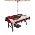 thumbnail image 1 of Outdoor Tablecloth with Umbrella Hole and Zipper, Christmas Snowman Rectangle Table Cloth 60x120 Inch Waterproof Tablecloth, Winter Snowflakes Xmas Trees Red Plaid Picnic Table Cover for Patio, 1 of 7
