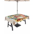 thumbnail image 1 of Outdoor Tablecloth with Umbrella Hole and Zipper, Christmas Snowman Rectangle Table Cloth 60x84 Inch Waterproof Tablecloth, Winter Coastal Beach Palm Tree on Linen Picnic Table Cover for Patio, 1 of 7