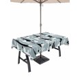 thumbnail image 1 of Outdoor Tablecloth with Umbrella Hole and Zipper, Christmas Snowman Rectangle Table Cloth 60x84 Inch Waterproof Tablecloth, Xmas Snowflakes Winter Stripe Blue Picnic Table Cover for Patio Camping, 1 of 7