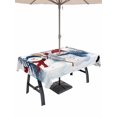 thumbnail image 1 of Outdoor Tablecloth with Umbrella Hole and Zipper, Christmas Snowman Rectangle Table Cloth 60x84 Inch Waterproof Tablecloth, Xmas Tree Winter Snowflakes Holiday Picnic Table Cover for Patio Camping, 1 of 7