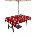 thumbnail image 1 of Outdoor Tablecloth with Umbrella Hole and Zipper, Christmas Snowman Red Rectangle Table Cloth 52x70 Inch Waterproof Tablecloth, Winter Snowflakes Xmas Retro Picnic Table Cover for Patio Camping, 1 of 7