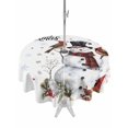 thumbnail image 1 of Outdoor Tablecloth with Umbrella Hole and Zipper, Christmas Snowman Round Table Cloth 54 Inch Waterproof Tablecloth, Winter Xmas Snowflakes Cardinal Berry Picnic Table Cover for Patio Camping, 1 of 7