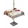 thumbnail image 1 of Outdoor Tablecloth with Umbrella Hole and Zipper, Christmas Square Table Cloth 60x60 Inch Waterproof Tablecloth, Snowman Xmas Tree Snowflake Winter Bird Poinsettia Picnic Table Cover for Patio, 1 of 7