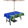 thumbnail image 1 of Outdoor Tablecloth with Umbrella Hole and Zipper, Christmas Tree Rectangle Table Cloth 52x70 Inch Waterproof Tablecloth, Winter Snowflakes Xmas Pine Tree Blue Picnic Table Cover for Patio Camping, 1 of 7