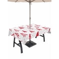 thumbnail image 1 of Outdoor Tablecloth with Umbrella Hole and Zipper, Christmas Tree Rectangle Table Cloth 52x70 Inch Waterproof Tablecloth, Xmas Red Cartoon Tree Snowflakes Country Picnic Table Cover for Patio Camping, 1 of 7