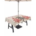 thumbnail image 1 of Outdoor Tablecloth with Umbrella Hole and Zipper, Christmas Tree Rectangle Table Cloth 54x80 Inch Waterproof Tablecloth, Winter Xmas Yellow Pink Snowflake on Linen Picnic Table Cover for Patio, 1 of 7