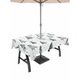 thumbnail image 1 of Outdoor Tablecloth with Umbrella Hole and Zipper, Christmas Tree Rectangle Table Cloth 54x80 Inch Waterproof Tablecloth, Xmas Green Cartoon Tree Snowflakes Farmhouse Picnic Table Cover for Patio, 1 of 7