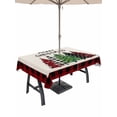 thumbnail image 1 of Outdoor Tablecloth with Umbrella Hole and Zipper, Christmas Tree Rectangle Table Cloth 60x120 Inch Waterproof Tablecloth, Green Xmas Tree Red Black Plaid Picnic Table Cover for Patio Camping, 1 of 7