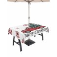 thumbnail image 1 of Outdoor Tablecloth with Umbrella Hole and Zipper, Christmas Tree Rectangle Table Cloth 60x120 Inch Waterproof Tablecloth, Red Truck Winter Snowflake Country Picnic Table Cover for Patio Camping, 1 of 7