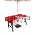 thumbnail image 1 of Outdoor Tablecloth with Umbrella Hole and Zipper, Christmas Tree Rectangle Table Cloth 60x120 Inch Waterproof Tablecloth, Xmas Red Balls Socks Pine Branch New Year Picnic Table Cover for Patio, 1 of 7