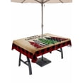 thumbnail image 1 of Outdoor Tablecloth with Umbrella Hole and Zipper, Christmas Tree Rectangle Table Cloth 60x84 Inch Waterproof Tablecloth, Green Xmas Tree Red Black Plaid Rustic Picnic Table Cover for Patio Camping, 1 of 7