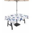 thumbnail image 1 of Outdoor Tablecloth with Umbrella Hole and Zipper, Christmas Tree Rectangle Table Cloth 60x84 Inch Waterproof Tablecloth, Xmas Blue Cartoon Tree Snowflakes Rustic Picnic Table Cover for Patio Camping, 1 of 7