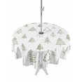 thumbnail image 1 of Outdoor Tablecloth with Umbrella Hole and Zipper, Christmas Tree Round Table Cloth 54 Inch Waterproof Tablecloth, Xmas Green Cartoon Tree Snowflakes Winter Holiday Picnic Table Cover for Patio, 1 of 7
