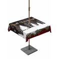 thumbnail image 1 of Outdoor Tablecloth with Umbrella Hole and Zipper, Christmas Tree Square Table Cloth 60x60 Inch Waterproof Tablecloth, Black Red Plaid Xmas Tree Snowflake Picnic Table Cover for Patio Camping, 1 of 7