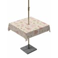 thumbnail image 1 of Outdoor Tablecloth with Umbrella Hole and Zipper, Christmas Tree Square Table Cloth 60x60 Inch Waterproof Tablecloth, Winter Xmas Pink Pine Snowflake on Linen Picnic Table Cover for Patio Camping, 1 of 7