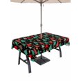 thumbnail image 1 of Outdoor Tablecloth with Umbrella Hole and Zipper, Christmas Trees Rectangle Table Cloth 60x120 Inch Waterproof Tablecloth, Black Xmas Tree Star Winter Holiday Picnic Table Cover for Patio Camping, 1 of 7