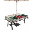 thumbnail image 1 of Outdoor Tablecloth with Umbrella Hole and Zipper, Christmas Trees Rectangle Table Cloth 60x84 Inch Waterproof Tablecloth, Xmas Snowflake Retro Black White Checkered Picnic Table Cover for Patio, 1 of 7