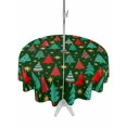 thumbnail image 1 of Outdoor Tablecloth with Umbrella Hole and Zipper, Christmas Trees Round Table Cloth 54 Inch Waterproof Tablecloth, Dark Green Xmas Tree Star Winter Holiday Picnic Table Cover for Patio Camping, 1 of 7