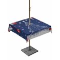 thumbnail image 1 of Outdoor Tablecloth with Umbrella Hole and Zipper, Christmas Trees Square Table Cloth 54x54 Inch Waterproof Tablecloth, Navy Blue Winter Snowflakes Xmas Balls Picnic Table Cover for Patio Camping, 1 of 7