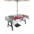 thumbnail image 1 of Outdoor Tablecloth with Umbrella Hole and Zipper, Christmas Truck Rectangle Table Cloth 52x70 Inch Waterproof Tablecloth, Winter Snowflakes Xmas Tree Deer Grey Picnic Table Cover for Patio Camping, 1 of 7