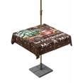 thumbnail image 1 of Outdoor Tablecloth with Umbrella Hole and Zipper, Christmas Truck Square Table Cloth 54x54 Inch Waterproof Tablecloth, Winter Snowflake Xmas Tree Wood Grain Brown Picnic Table Cover for Patio Camping, 1 of 7