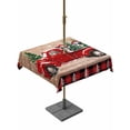thumbnail image 1 of Outdoor Tablecloth with Umbrella Hole and Zipper, Christmas Truck Square Table Cloth 60x60 Inch Waterproof Tablecloth, Xmas Tree Red Plaid Snowflake Retro Picnic Table Cover for Patio Camping, 1 of 7