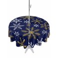 thumbnail image 1 of Outdoor Tablecloth with Umbrella Hole and Zipper, Christmas Yellow Snowflake Round Table Cloth 54 Inch Waterproof Tablecloth, Winter Xmas Blue Simple Picnic Table Cover for Patio Camping, 1 of 7