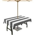 thumbnail image 1 of Outdoor Tablecloth with Umbrella Hole and Zipper Classical Stripe Rectangle Tablecloths 60x120 Waterproof Outside Table Cloths Dark Grey Patio Table Cover for Outdoor Tables Picnic Garden Party, 1 of 5