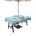 thumbnail image 1 of Outdoor Tablecloth with Umbrella Hole and Zipper, Coastal Anchor Blue Rectangle Table Cloth 60x120 Inch Waterproof Tablecloth, Summer Beach Nautical Coral Starfish Picnic Table Cover for Patio, 1 of 7