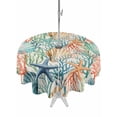 thumbnail image 1 of Outdoor Tablecloth with Umbrella Hole and Zipper, Coastal Beach Round Table Cloth 60 Inch Waterproof Tablecloth, Nautical Summer Coral Starfish Shell Picnic Table Cover for Patio Camping, 1 of 7