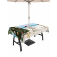 thumbnail image 1 of Outdoor Tablecloth with Umbrella Hole and Zipper, Coastal Christmas Rectangle Table Cloth 52x70 Inch Waterproof Tablecloth, Snowman Xmas Tree Beach Starfish Picnic Table Cover for Patio Camping, 1 of 7