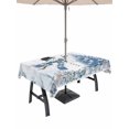 thumbnail image 1 of Outdoor Tablecloth with Umbrella Hole and Zipper, Coastal Christmas Rectangle Table Cloth 60x120 Inch Waterproof Tablecloth, Beach Coral Snowman Xmas Tree Blue Wood Picnic Table Cover for Patio, 1 of 7