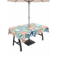 thumbnail image 1 of Outdoor Tablecloth with Umbrella Hole and Zipper, Coastal Rectangle Table Cloth 60x102 Inch Waterproof Tablecloth, Nautical Summer Beach Coral Starfish Shell Picnic Table Cover for Patio Camping, 1 of 7