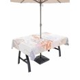 thumbnail image 1 of Outdoor Tablecloth with Umbrella Hole and Zipper, Coastal Rectangle Table Cloth 60x120 Inch Waterproof Tablecloth, Orange Brown Coral Starfish Jellyfish Seahorse Picnic Table Cover for Patio Camping, 1 of 7