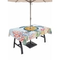 thumbnail image 1 of Outdoor Tablecloth with Umbrella Hole and Zipper, Coastal Sea Turtle Rectangle Table Cloth 60x120 Inch Waterproof Tablecloth, Marine Coral Jellyfish Starfish Oceans Picnic Table Cover for Patio, 1 of 7