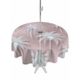 thumbnail image 1 of Outdoor Tablecloth with Umbrella Hole Zipper Coastal Tropical Tree Round Tablecloth 54" Waterproof Outside Table Cloth Palm Trees Summer Botanical Pink Patio Table Cover Tablecloths for Picnic Party, 1 of 8