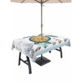 thumbnail image 1 of Outdoor Tablecloth with Umbrella Hole and Zipper, Coastal Turtle Rectangle Table Cloth 60x84 Inch Waterproof Tablecloth, Ocean Nautical Starfish Conch Seashells Picnic Table Cover for Patio Camping, 1 of 7